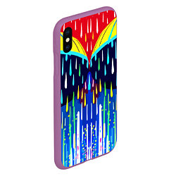 Чехол iPhone XS Max матовый Два зонтика под дождём - нейросеть, цвет: 3D-фиолетовый — фото 2