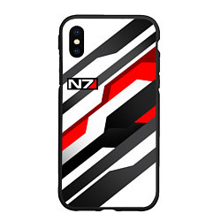 Чехол iPhone XS Max матовый Mass effect - white uniform n7, цвет: 3D-черный