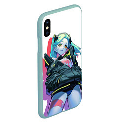 Чехол iPhone XS Max матовый Ребекка cyberpunk, цвет: 3D-мятный — фото 2