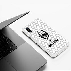 Чехол iPhone XS Max матовый Skyrim glitch на светлом фоне, цвет: 3D-белый — фото 2