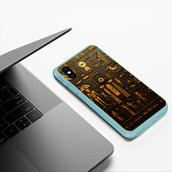 Чехол iPhone XS Max матовый Арт в стиле египетских письмен, цвет: 3D-мятный — фото 2