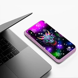 Чехол iPhone XS Max матовый Неновый дракон, цвет: 3D-сиреневый — фото 2