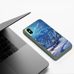 Чехол iPhone XS Max матовый Предновогоняя ночь, цвет: 3D-темно-зеленый — фото 2