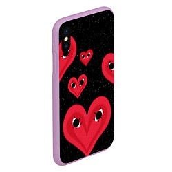 Чехол iPhone XS Max матовый Космические сердца, цвет: 3D-сиреневый — фото 2