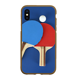 Чехол iPhone XS Max матовый Теннисные ракетки, цвет: 3D-коричневый
