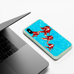 Чехол iPhone XS Max матовый Красная рыбки, цвет: 3D-салатовый — фото 2