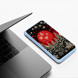 Чехол iPhone XS Max матовый Новогодний лес, цвет: 3D-голубой — фото 2