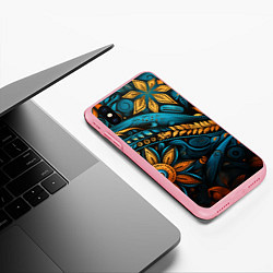 Чехол iPhone XS Max матовый Узор с растительными элементами, цвет: 3D-баблгам — фото 2
