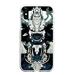 Чехол iPhone XS Max матовый Король драконов с узорами, цвет: 3D-белый