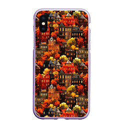 Чехол iPhone XS Max матовый Осенний город на горе, цвет: 3D-светло-сиреневый