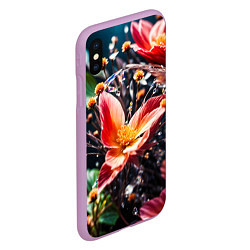 Чехол iPhone XS Max матовый Красный цветок капли, цвет: 3D-сиреневый — фото 2