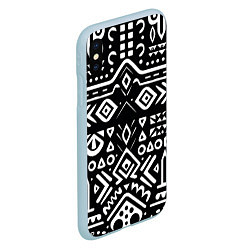 Чехол iPhone XS Max матовый Черно-белый абстрактный паттерн, цвет: 3D-голубой — фото 2