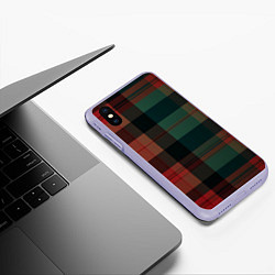 Чехол iPhone XS Max матовый Зелёно-красная шотландская клетка, цвет: 3D-светло-сиреневый — фото 2