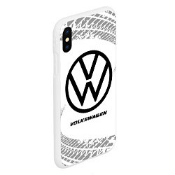 Чехол iPhone XS Max матовый Volkswagen speed на светлом фоне со следами шин, цвет: 3D-белый — фото 2