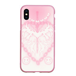Чехол iPhone XS Max матовый Сердце на цепях, цвет: 3D-розовый