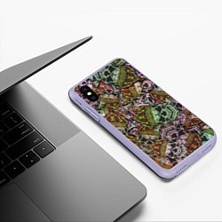 Чехол iPhone XS Max матовый Череп с короной паттерн, цвет: 3D-светло-сиреневый — фото 2