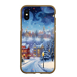 Чехол iPhone XS Max матовый New year city, цвет: 3D-коричневый