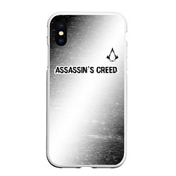 Чехол iPhone XS Max матовый Assassins Creed glitch на светлом фоне посередине, цвет: 3D-белый