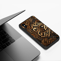 Чехол iPhone XS Max матовый Асимметричный узор в викингском стиле, цвет: 3D-черный — фото 2