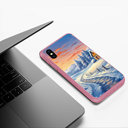 Чехол iPhone XS Max матовый Предновогодний восход, цвет: 3D-малиновый — фото 2