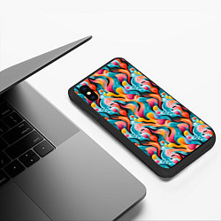 Чехол iPhone XS Max матовый Разноцветные кляксы паттерн, цвет: 3D-черный — фото 2