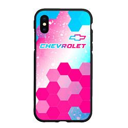 Чехол iPhone XS Max матовый Chevrolet neon gradient style посередине, цвет: 3D-черный