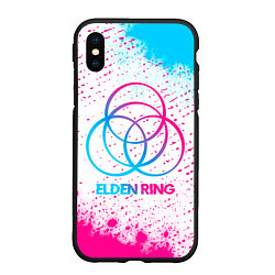 Чехол iPhone XS Max матовый Elden Ring neon gradient style, цвет: 3D-черный