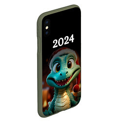 Чехол iPhone XS Max матовый Дракон символ года 2024, цвет: 3D-темно-зеленый — фото 2