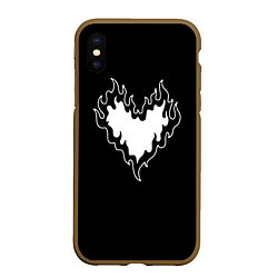 Чехол iPhone XS Max матовый Burning heart, цвет: 3D-коричневый