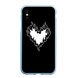 Чехол iPhone XS Max матовый Burning heart, цвет: 3D-голубой