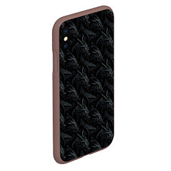 Чехол iPhone XS Max матовый Черные драконы паттерн, цвет: 3D-коричневый — фото 2