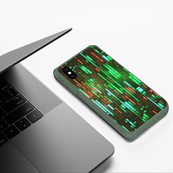 Чехол iPhone XS Max матовый Неоновые полосы зелёные, цвет: 3D-темно-зеленый — фото 2