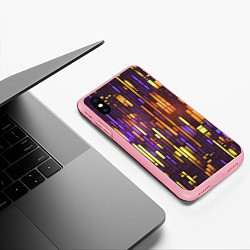 Чехол iPhone XS Max матовый Неоновые полосы жёлтые, цвет: 3D-баблгам — фото 2