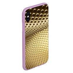 Чехол iPhone XS Max матовый Золотая сетка абстракция, цвет: 3D-сиреневый — фото 2