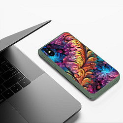 Чехол iPhone XS Max матовый Витиеватый разноцветный абстрактный узор, цвет: 3D-темно-зеленый — фото 2