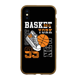 Чехол iPhone XS Max матовый Basketball New York, цвет: 3D-коричневый