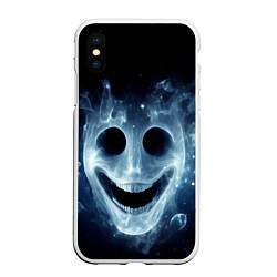Чехол iPhone XS Max матовый Хэллоуин - улыбка привидения, цвет: 3D-белый