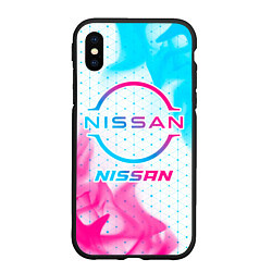 Чехол iPhone XS Max матовый Nissan neon gradient style, цвет: 3D-черный