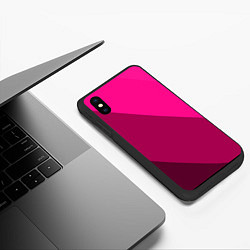 Чехол iPhone XS Max матовый Широкие розовые полосы, цвет: 3D-черный — фото 2
