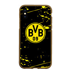 Чехол iPhone XS Max матовый Borussia yellow splash, цвет: 3D-коричневый