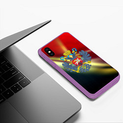 Чехол iPhone XS Max матовый Герб РФ патриот, цвет: 3D-фиолетовый — фото 2