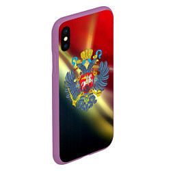 Чехол iPhone XS Max матовый Герб РФ патриот, цвет: 3D-фиолетовый — фото 2