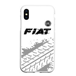 Чехол iPhone XS Max матовый Fiat speed на светлом фоне со следами шин посереди