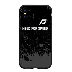 Чехол iPhone XS Max матовый Need for Speed glitch на темном фоне посередине, цвет: 3D-черный