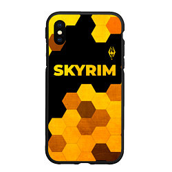 Чехол iPhone XS Max матовый Skyrim - gold gradient посередине, цвет: 3D-черный