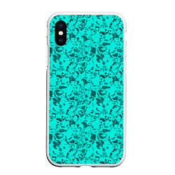 Чехол iPhone XS Max матовый Текстура камень цвета морской волны, цвет: 3D-белый