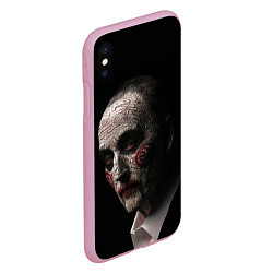 Чехол iPhone XS Max матовый Джон Крамер пила в гриме куклы, цвет: 3D-розовый — фото 2
