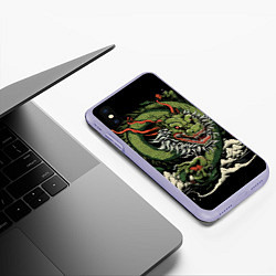 Чехол iPhone XS Max матовый Символ года зеленый дракон, цвет: 3D-светло-сиреневый — фото 2