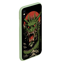 Чехол iPhone XS Max матовый Зеленый дракон с открытой пастью, цвет: 3D-салатовый — фото 2