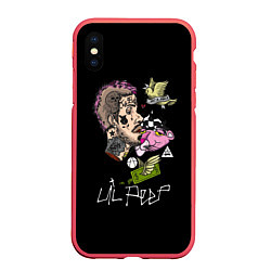 Чехол iPhone XS Max матовый Lil Peep рэпер, цвет: 3D-красный